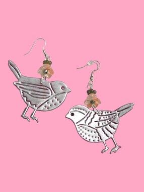 Recycled Earrings, Upcycled Earrings, Lightweight Bird Earring